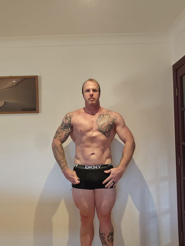 Andrew East eight months later, front on and 40 kilograms lighter